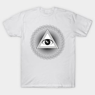 All seeing eye with rays of light and delta symbol T-Shirt